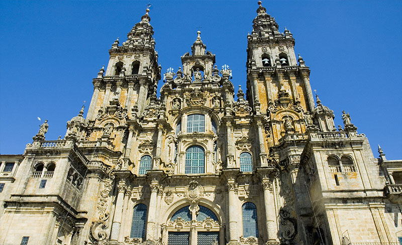 Baroque facade of Santiago de Compostela cathedral