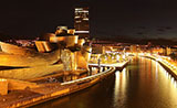 Bilbao by night, the ría and the Guggenheim museum