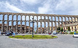 Front view of the aqueduct of Segovia